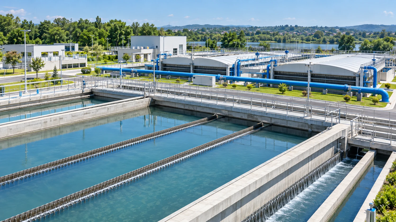 Outdoor rectangular basins, weirs and pipe galleries