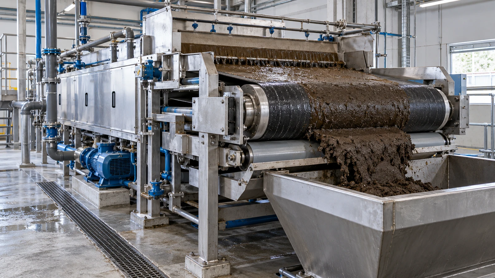 Sludge dewatering process scene reference